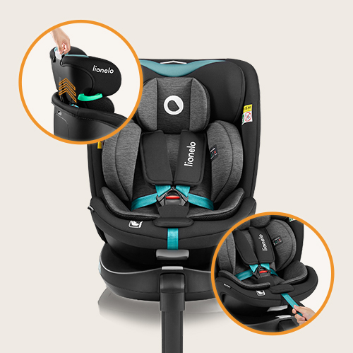 Lionelo Navy i-Size Black Turquoise — Kindersitz